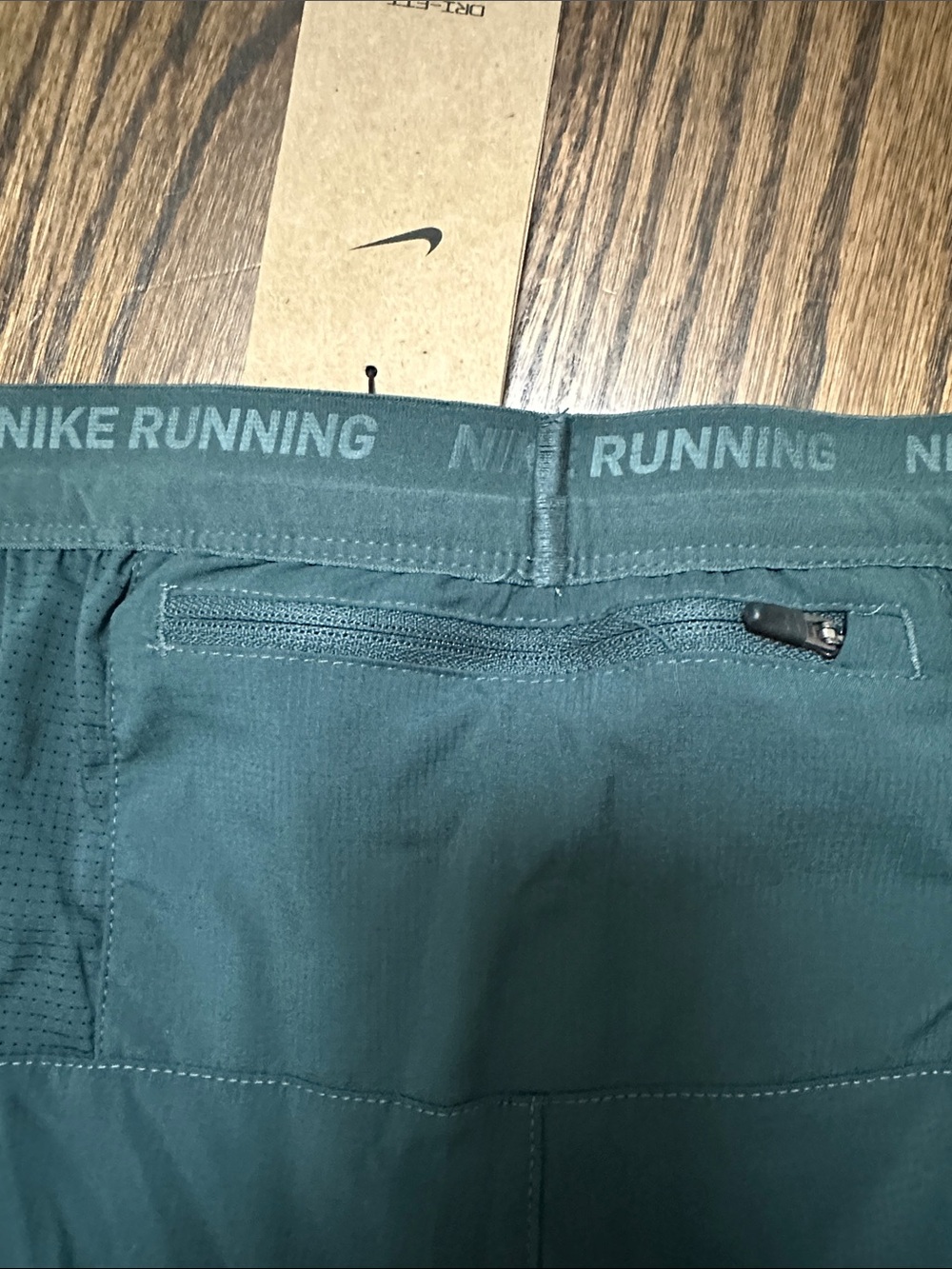 Nike Men’s Athletic Shorts in Dark Green with Yellow Drawstring - Picture 5 of 6